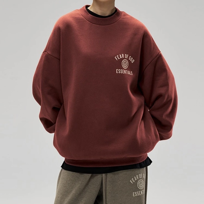FOG FEAR OF GOD トレンディなベルベットのダブルレタープリントラウンドネックスウェットシャツカジュアルメンズとレディーススウェットシャツ|undefined