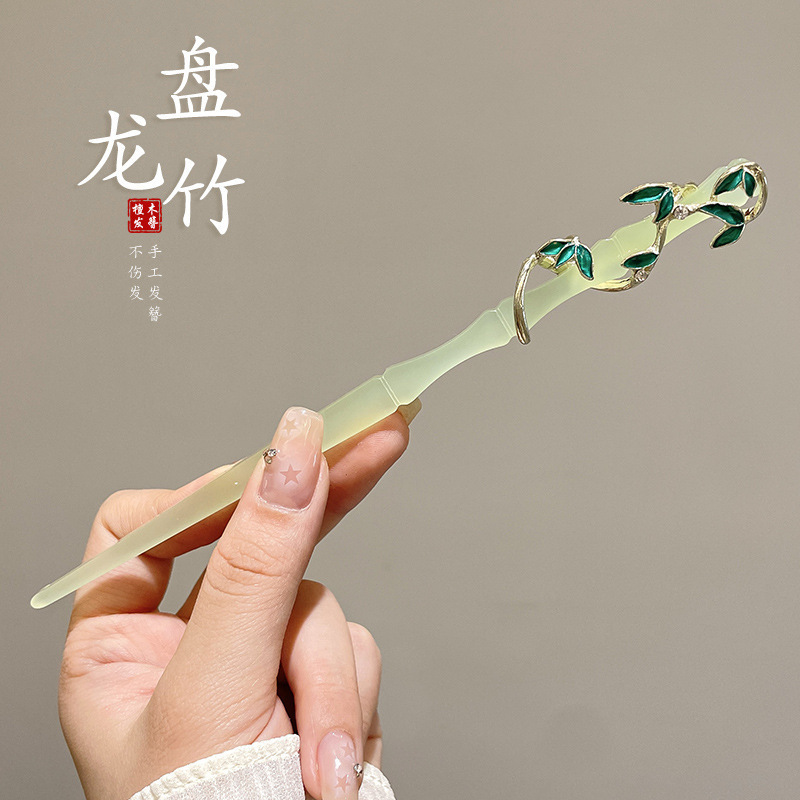 黑檀木新中式发簪女现代简约流苏发钗古风气质高级感盘发头饰|undefined