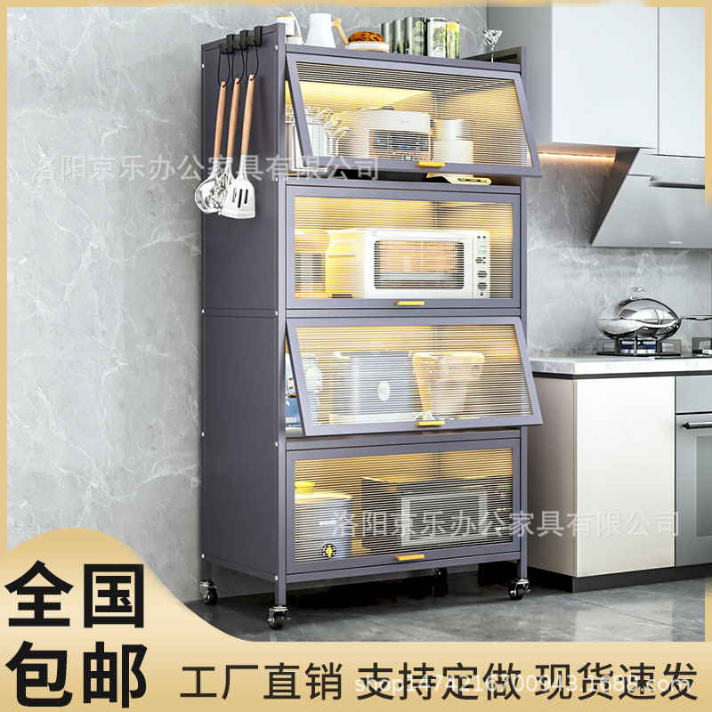 Armario de cocina piso multi-capa gabinete de almacenamiento con puerta horno de microondas
