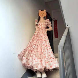 甜美温柔学院风法式绝美精致碎花连衣裙女学生夏日新款高级大摆裙