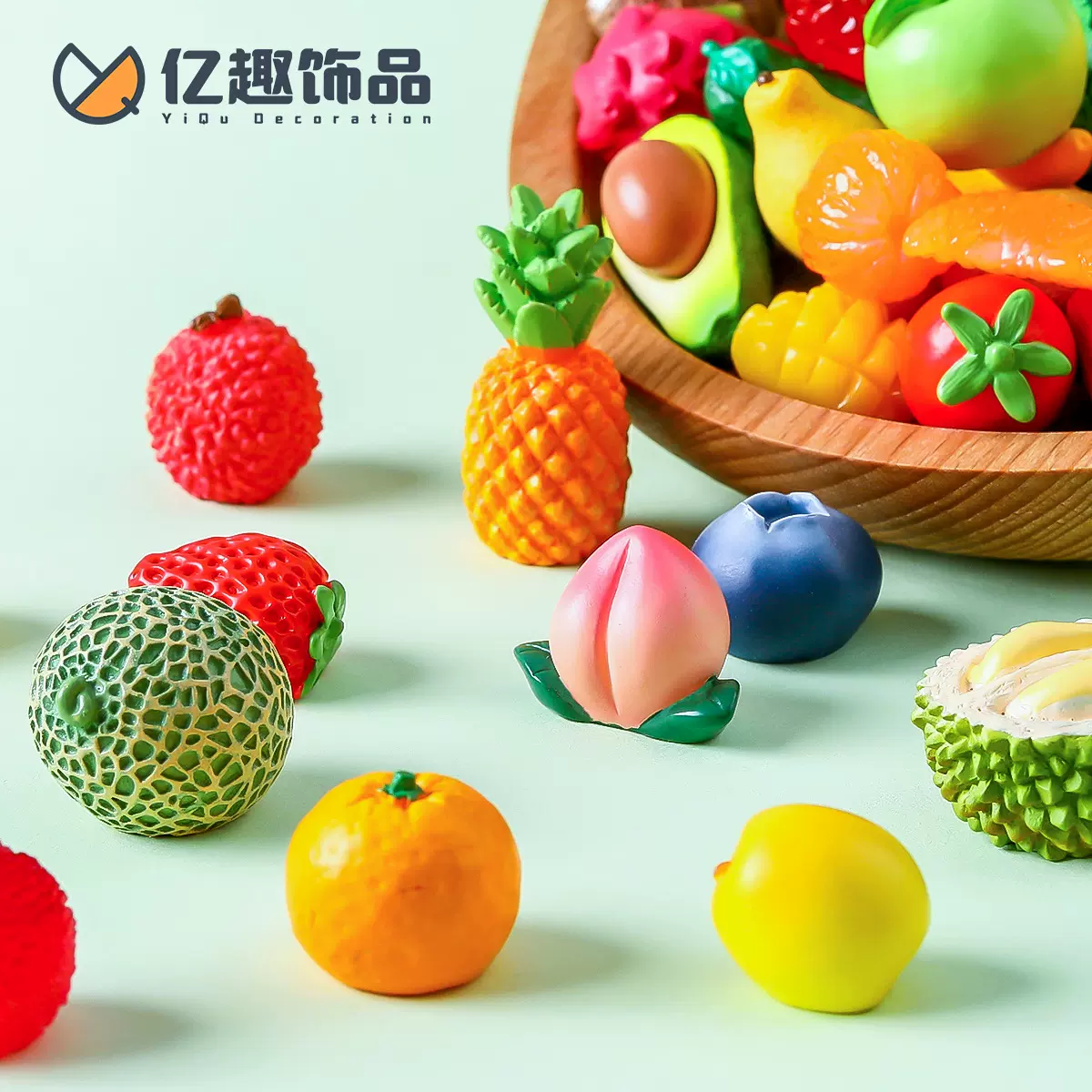 创意仿真榴莲草莓水果食玩 diy装饰品盲袋配件迷你车载桌面小摆件