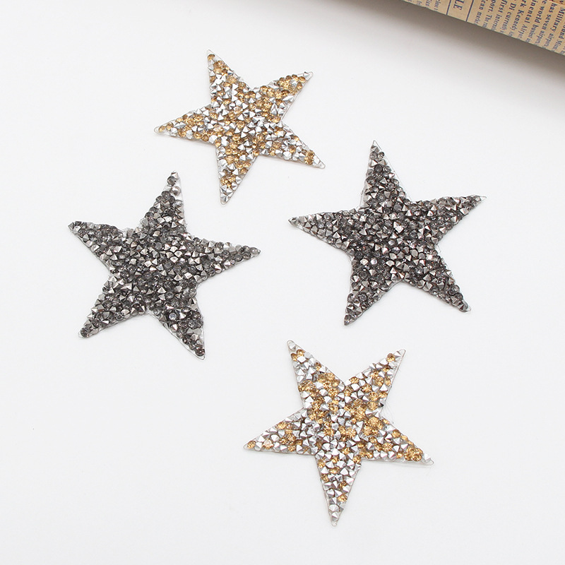 跨境专供五角星烫钻图 树脂乱钻单尖钻热转印烫钻烫标 服装补丁片