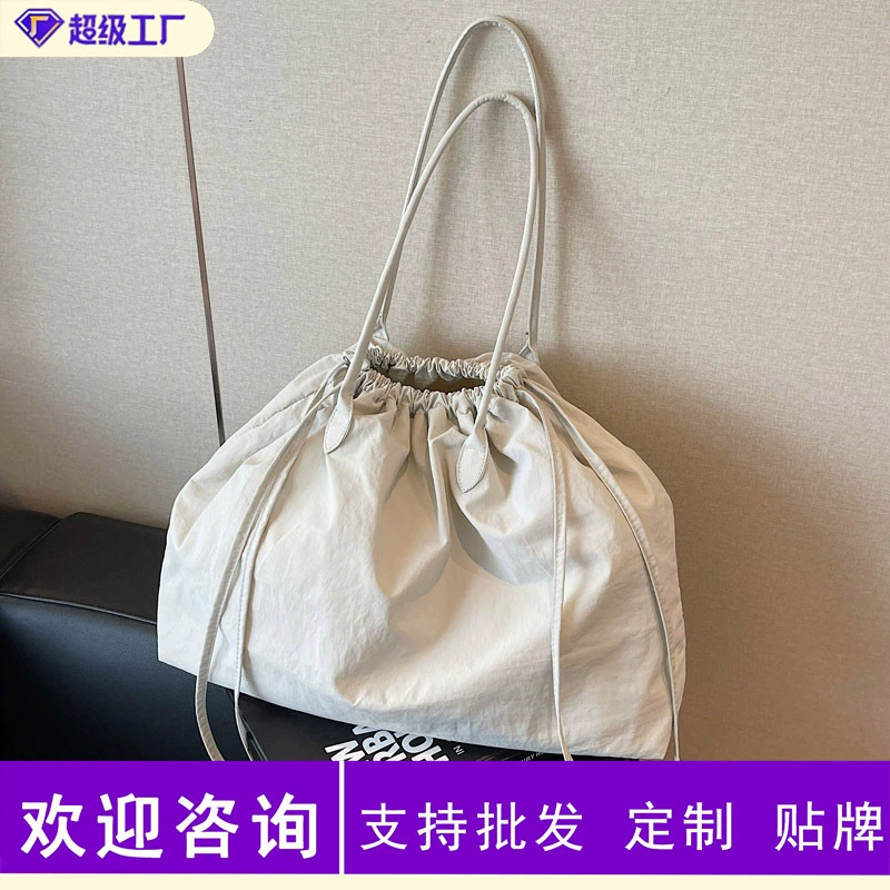 2025 новая летняя сумка-тоут в корейском стиле из нейлоновой ткани с завязками, большая вместительная сумка для путешествий, сумка через плечо, большая сумка