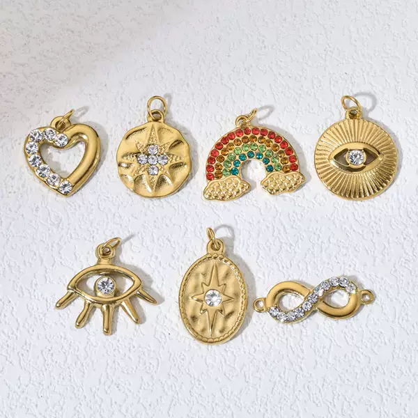 Cross-Border Popular Fashion High-End Stainless Steel Round Diamond Pendant Pendant Personalized DIY Necklace Jewelry Accessories