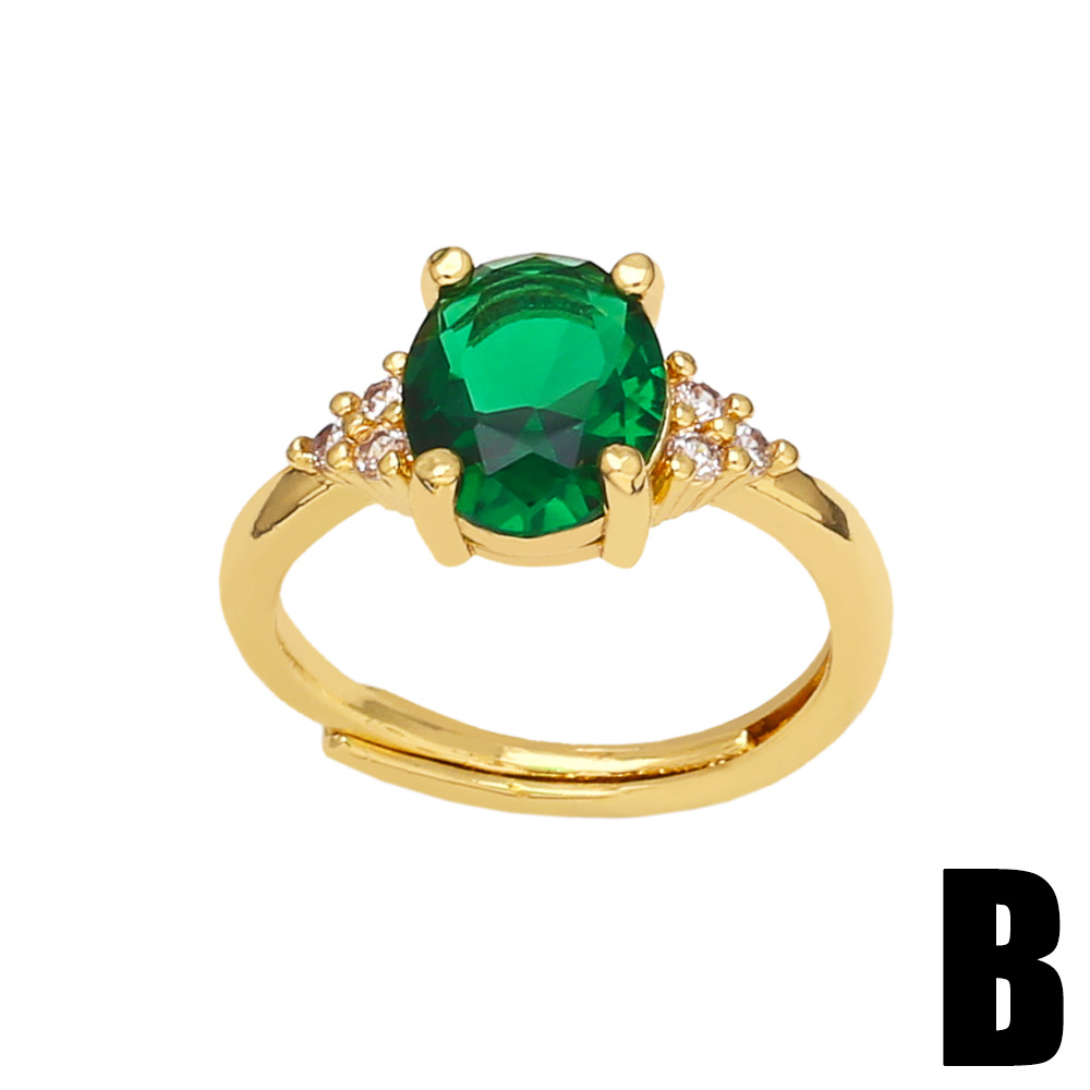 Fashion Square Copper Rings Plating Inlay Zircon Copper Rings