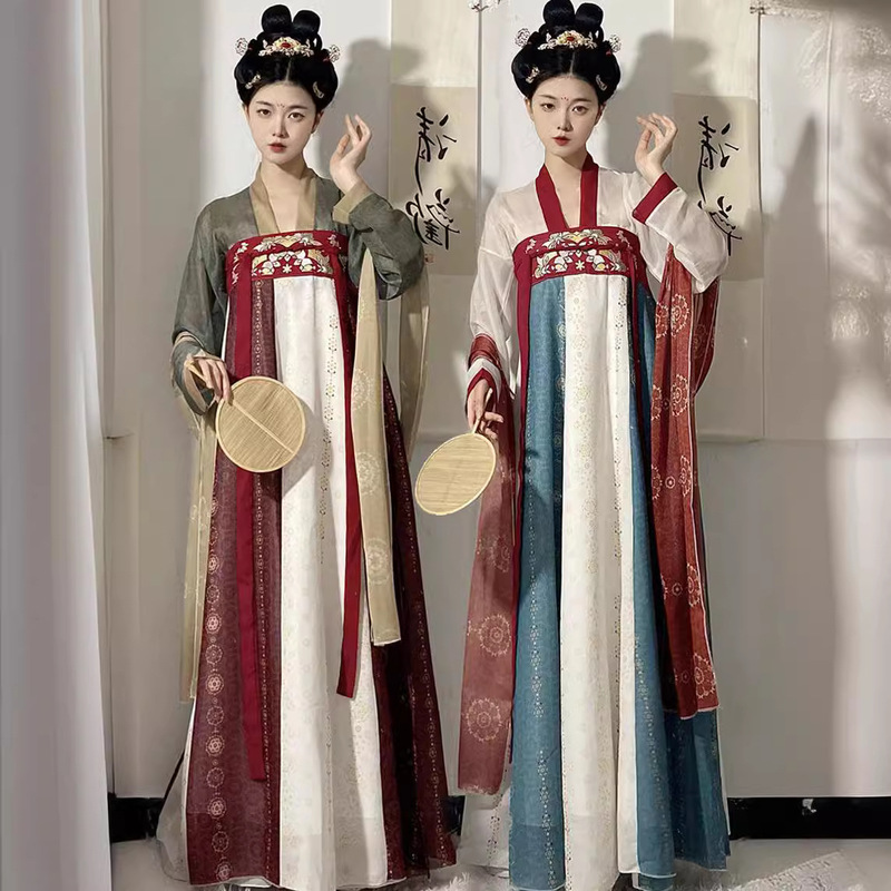 Spring and Summer New Tang Style Adult Hanfu Women's Qi Chest Ripped Skirt Hanfu Printed Restoration Ru Skirt Embroidered Super Fairy Ancient Dress