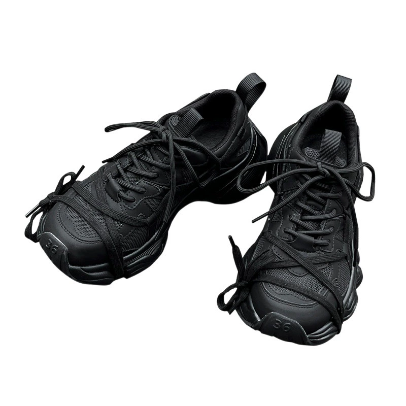 Европейские кроссовки из натуральной кожи, новинка осени-зимы 2024, модные, на толстой подошве, увеличивающие рост, универсальные повседневные туфли, парижские кеды