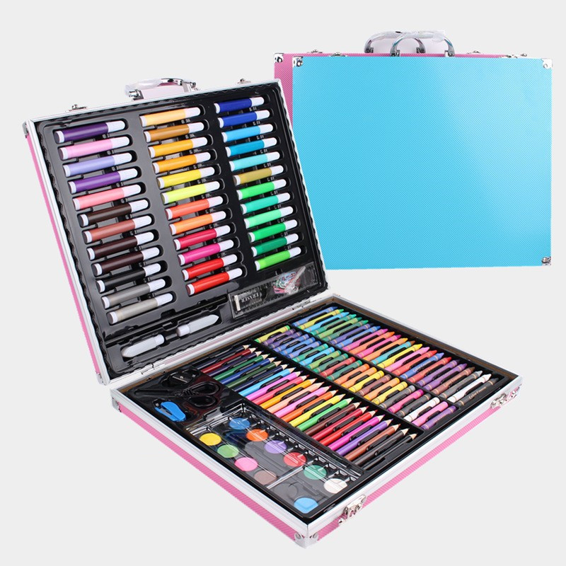 Los niños 150 caja de aluminio de lujo color pluma traje estudiante pintura graffiti pluma dibujos animados arte pintura cepillo Premio regalo