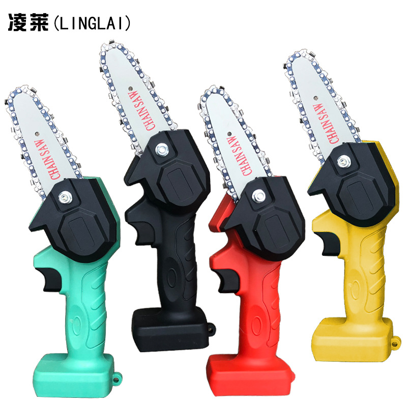 4寸无刷电链锯充电式小型锂电锯家用迷你手持无绳修枝锯伐木锯