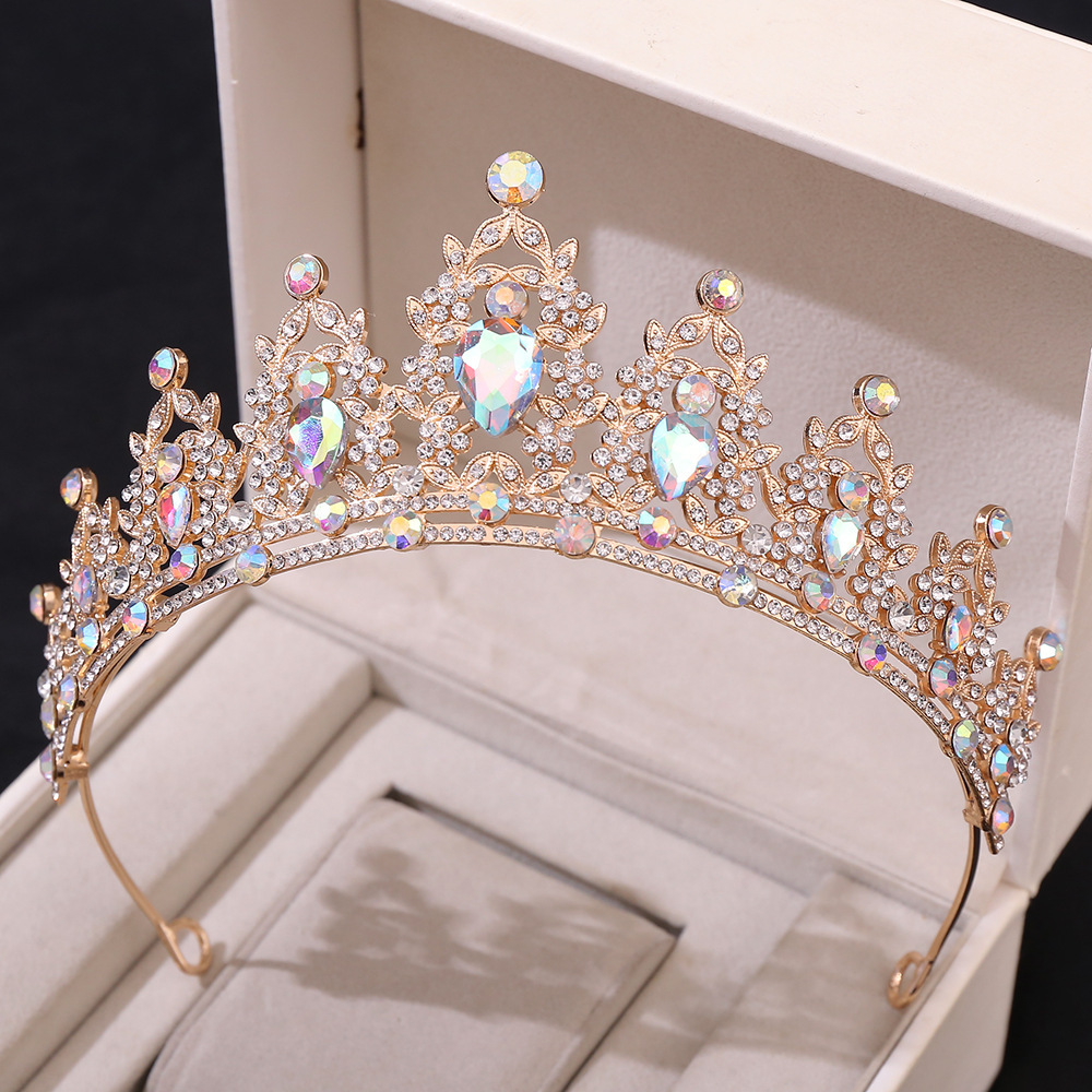 Europeo y americano púrpura nupcial tocado corona barroco rhinestone tocado princesa corona boda accesorios para el pelo accesorios vestido