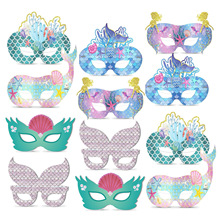 12个Mermaid Mask 海洋角色扮演派对面具眼罩儿童生日美人鱼面具