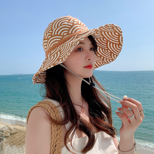 Women's Summer Cloud Fisherman Hat Sunshade Hat Korean Style Versatile Beach Vacation Wide Brim Face Covering Sun Hat