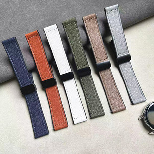 For Huawei Samsung Magnetic Folding Buckle Litchi Pattern Silicone Leather Watch Band Apple applewatch Watch Band