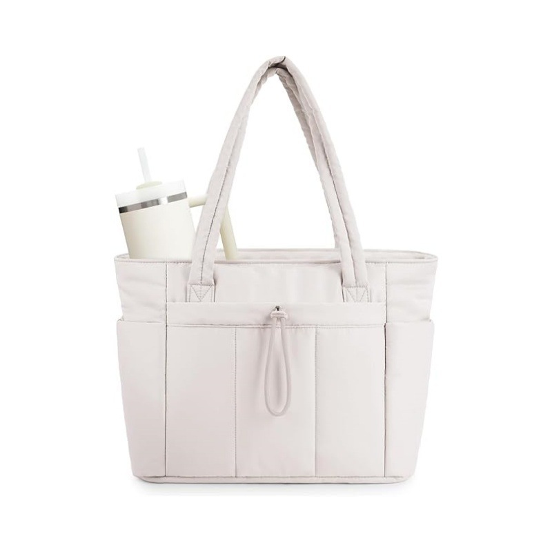 In Stock New Quilted Tote Bag Large Capacity Women's Multi-Compartment Laptop Bag Handbag Shoulder Bag - Thumbnail 6