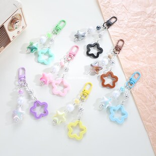 New key chain pendant color five-pointed star paint bell accessories earphone set pendant bag pendant