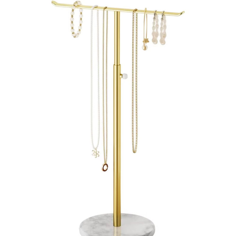 Marble Base Jewelry Stand with Holes, T-Shaped Earring Display Stand, Counter Hanging Jewelry Display Rack