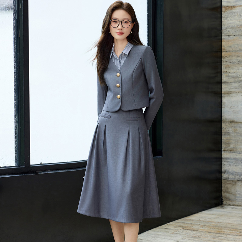 小个子西装外套女高端2025新款短款西服套装裙女神范面试职业正装|undefined