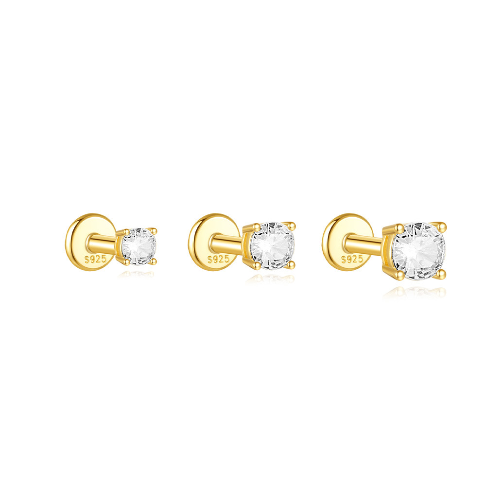 1g Weight Ear Studs Classification Ear Cartilage Rings & Studs Piercing Type 3 Pieces Set Quantity Daily, Festival Occasion 925 Sterling Silver Material Flower Pattern Women's Gender Plating Design Simple Style, Classic Style Style 3 Pieces Set Ear Cartilage Rings & Studs Simple Style Classic Style Flower 925 Sterling Silver Plating Ear Cartilage Rings & Studs 32