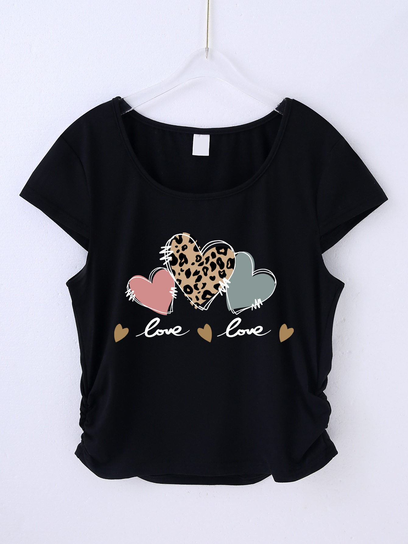 하트 패턴 - 블랙 티셔츠