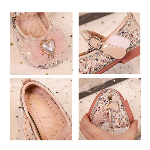 Girls Princess Leather Shoes 2024 Autumn New Casual Little Girls Children Flower Pearl Baby Soft Sole Shoes