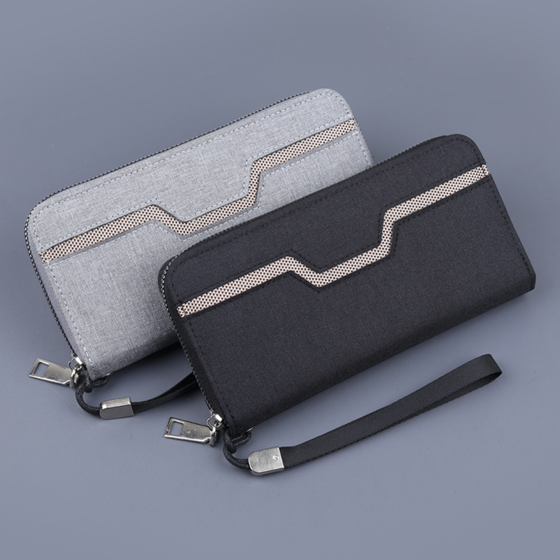 Bolso de lona billetera para hombre embrague con cremallera larga para hombre bolso para teléfono móvil para hombre billetera de gran capacidad para hombre pulsera