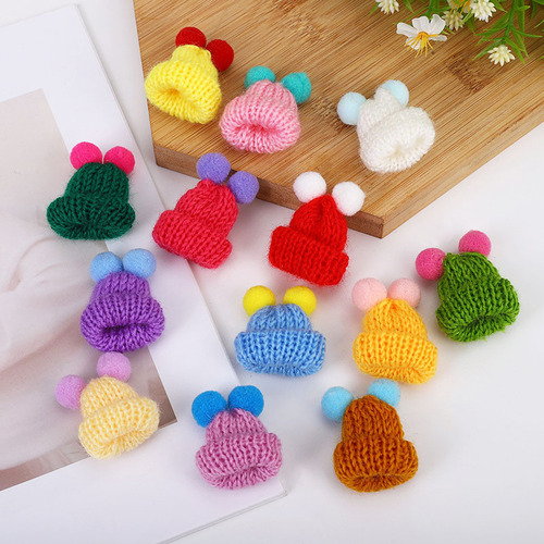 Cross-border Christmas mini hat Korean version knitted yarn hat DIY handmade pom-pom toy decorative accessories