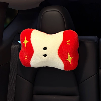 Car Headrest Plush Cute Apple Driving Lumbar Support for Women Creative Cartoon Cushion Lumbar Pad Car Backrest (Headrest) - apple-core-headrest