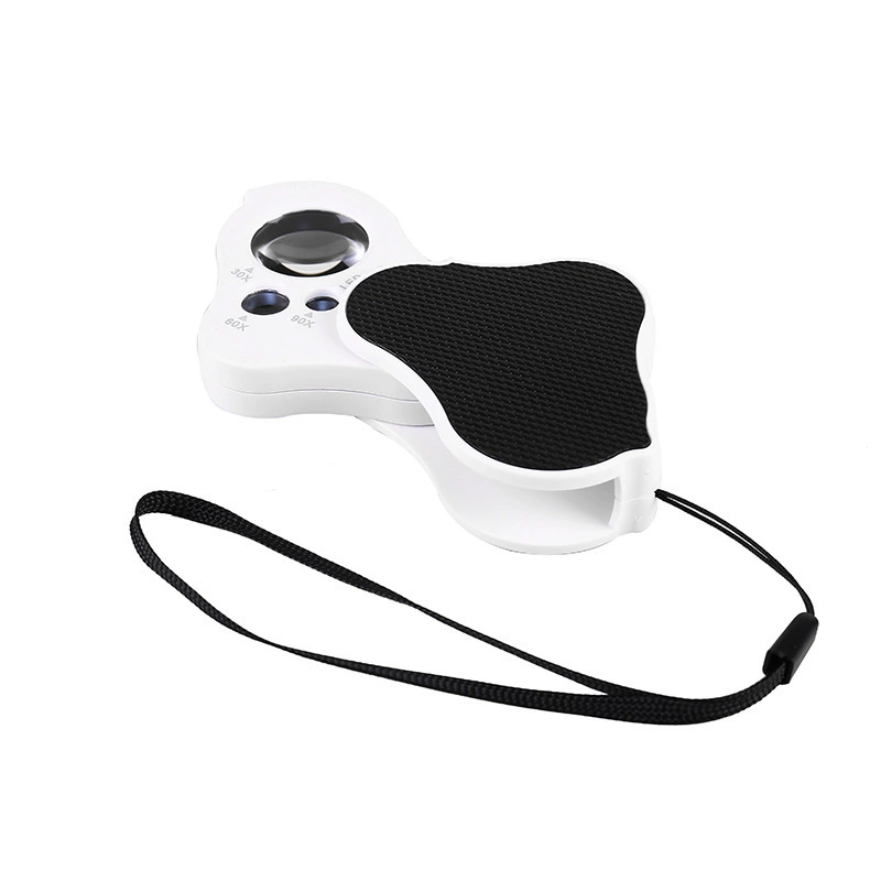 Заводская портативная пластиковая лупа высокой четкости для детей и студентов высокой мощности со светодиодной подсветкой, подвижной ручкой, идентификация ювелирных изделий оптом