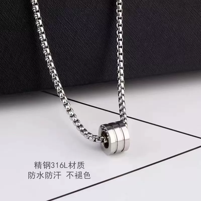 Серебряное колье-подвеска из нержавеющей стали, подвеска кольца, универсальная цепочка 60/70 см, легкая