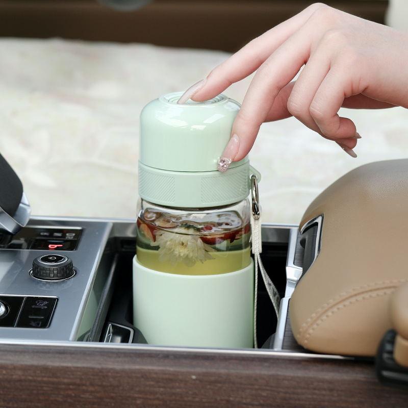 一键开盖速开泡茶杯女茶水分离杯高颜值办公室玻璃杯水杯子