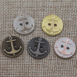 新款现货船锚图片圆形金属两眼扣 大衣西装衬衫有眼手缝扣厂家
