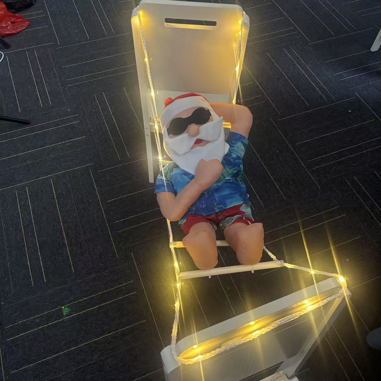 Estilo nórdico playa acostado Papá Noel colgante creativo y divertido hamaca navideña Muñeca de Papá Noel personalizada