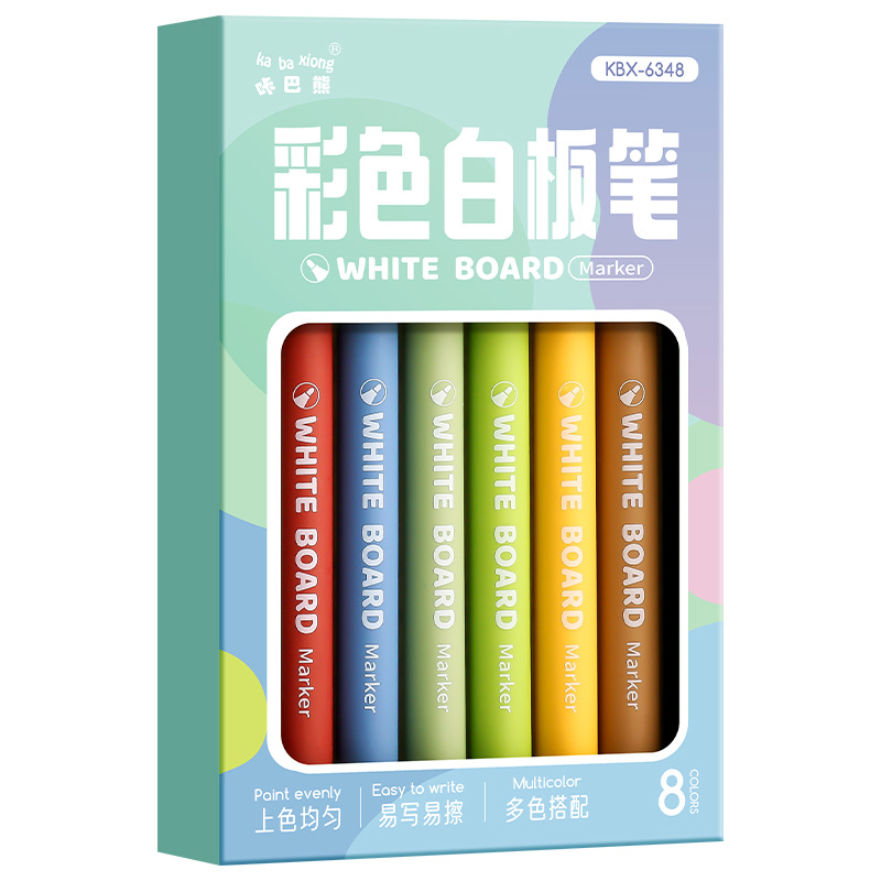 Bolígrafo de pizarra de color borrable Kaba Bear 12 colores para la enseñanza de niños Bolígrafo de tablero de dibujo de pizarra borrable multicolor