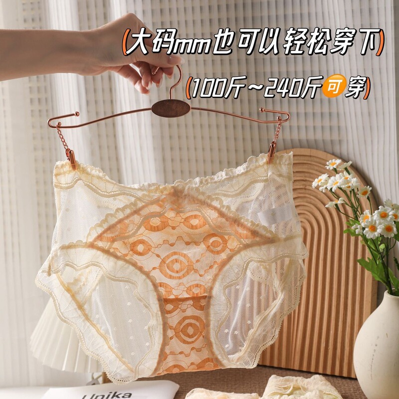 French style pure lace sexy girl's underwear women's lightweight high elastic plus size breathable mesh women's briefs