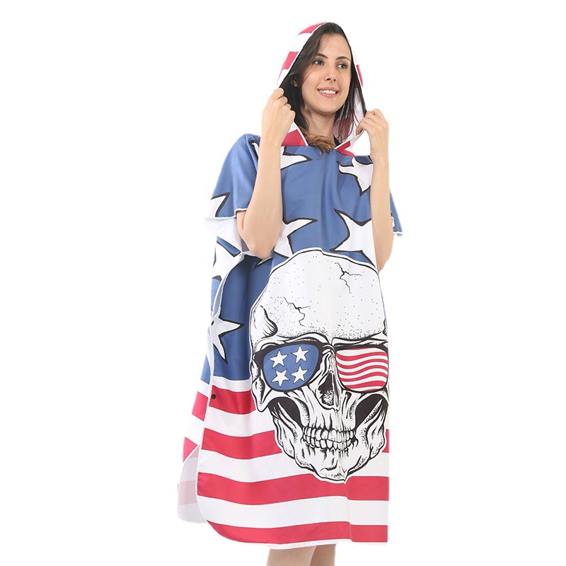 Amazon transfronterizo de microfibra Albornoz adulto capa de impresión digital con capucha Toalla de baño Toalla de playa al por mayor