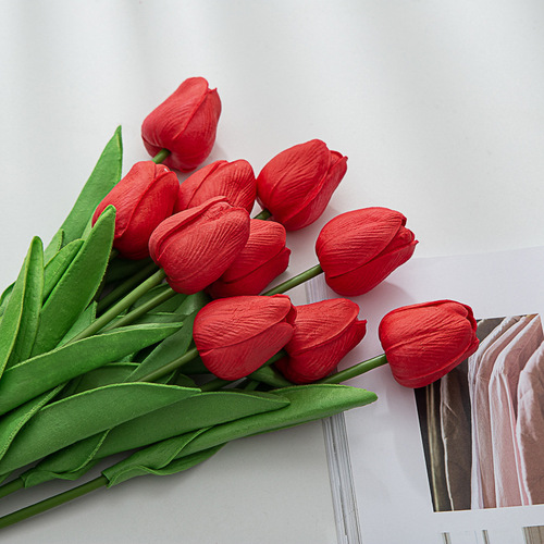 Simulation mini pu tulips fake flowers home table decoration flower arrangement artificial plastic flowers cross-border foreign trade flowers