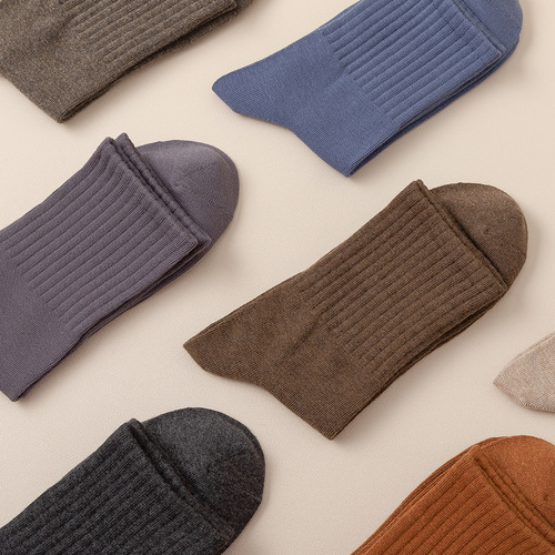 Pure cotton socks for men spring and autumn new antibacterial sweat-absorbent solid color sports and leisure high-content cotton long black men's stockings