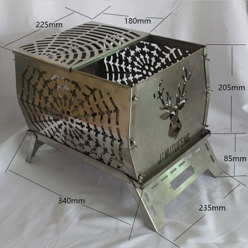 Patio al aire libre de acero al carbono mesa de fuego plegable barbacoa estufa extraíble portátil fogata de leña estufa al por mayor