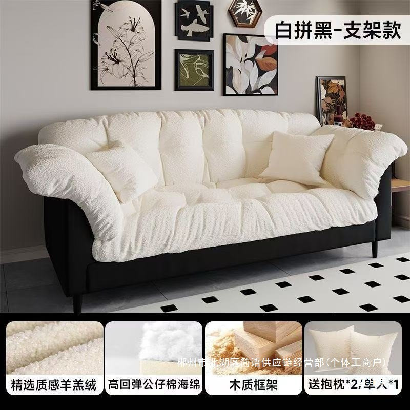 Fábrica directa ventas vintage sofá de tela sala de estar nuevo doble recto pequeño dormitorio de alquiler perezoso moderno