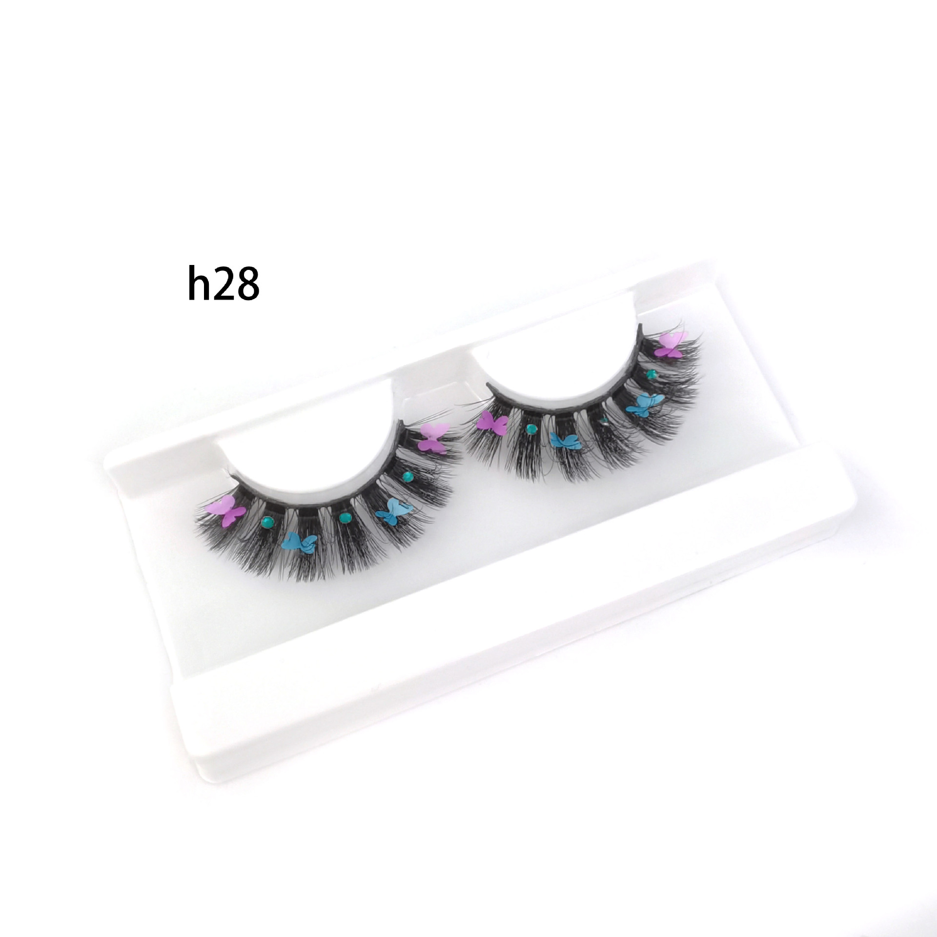 Festival de Navidad transfronterizo Venta caliente pestañas postizas color fluorescente mariposa diamante lentejuelas pestañas 3D maquillaje de escenario europeo y americano