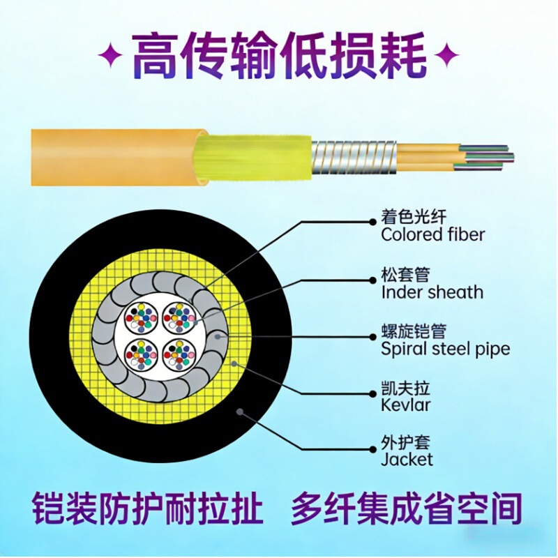 Directly Supplied from the Manufacturer, Multi-Core Mini Armored Optical Cable Gjfxkv/H, Bundle-Type Flexible Optical Cable, Communication Engineering Fiber Optic Cable Directly Supplied from the Manufacturer, Multi-Core Mini Armored Optical Cable Gjfxkv/H, Bundle-Type Flexible Optical Cable, Communication Engineering Fiber Optic Cable