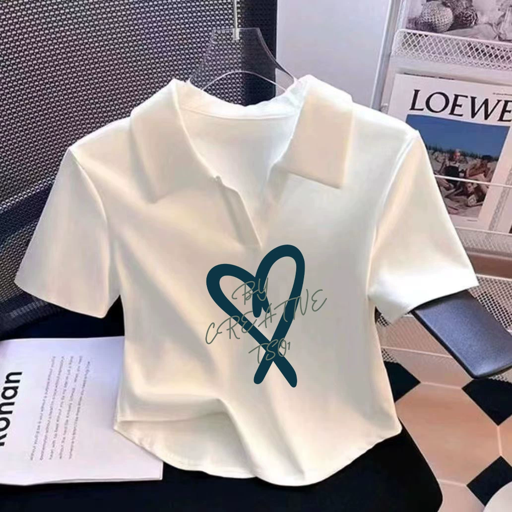 Белая уменьшающая возраст футболка с короткими рукавами и воротником-поло для женщин, корейский стиль, новый дизайн, утягивающий короткий топ из хлопка