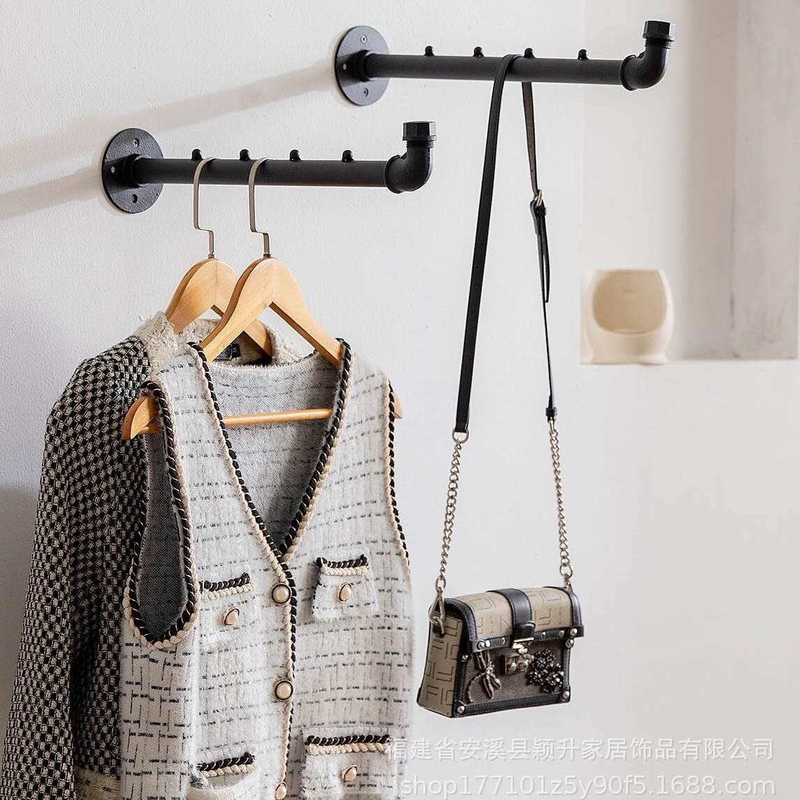 Cross-border Industrial Style Pipe Coat Rack Clothing Store Wall Clothing Display Rack Balcony Clothes Drying Rod Disassembly and Assembly Coat Rack