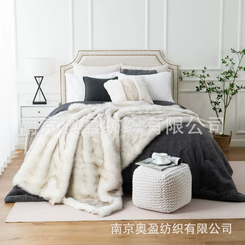 European high-end imitation fox blanket, imitation fur throw blanket, quilt, artificial fur blanket, velvet blanket, bedside blanket