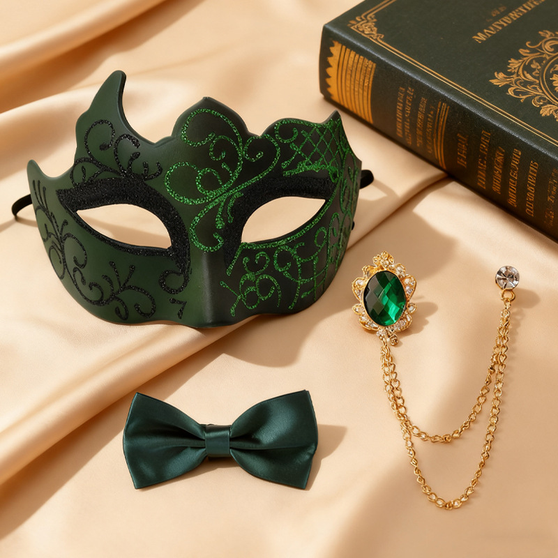 Halloween nuevo hombre alto sentido conjunto máscara fiesta espectáculo de baile para asistir a la fiesta accesorios conjunto de corbata