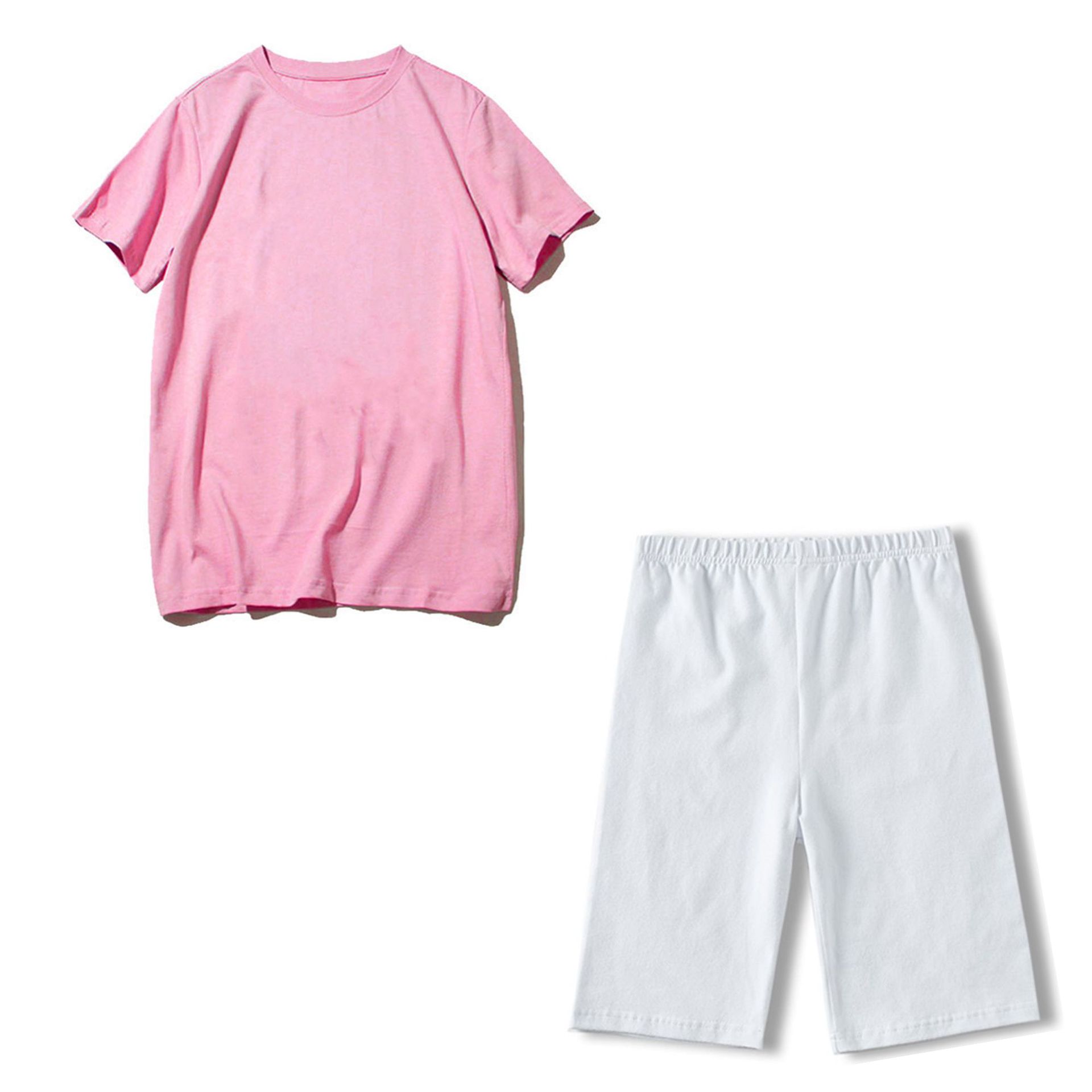 Solid Color Short Sleeve & Shorts Set NSYKD50635