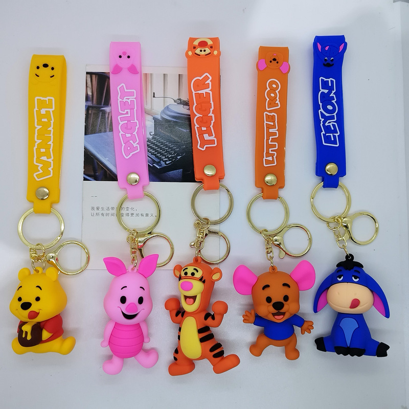New Cross-border Creative Cartoon Doll Tigger Winnie the Poodle Keychain Pendant Bag Car Keychain Wholesale