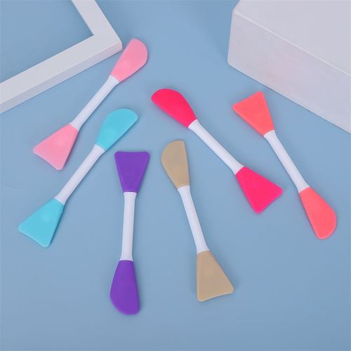 Single double-sided multi-color oblique head flat head beauty TPR silicone set mask brush and beauty tools, etc.