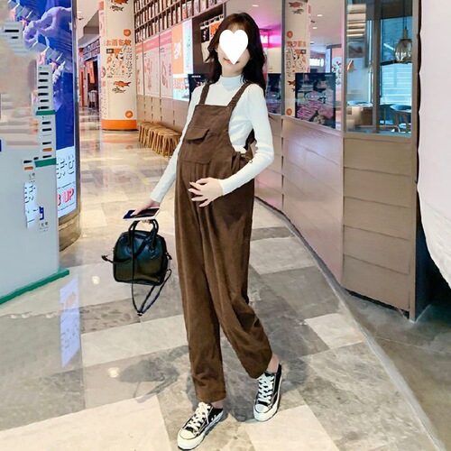 Maternity spring and autumn set stylish belted pants plus size loose casual maternity pants long pants top two-piece set