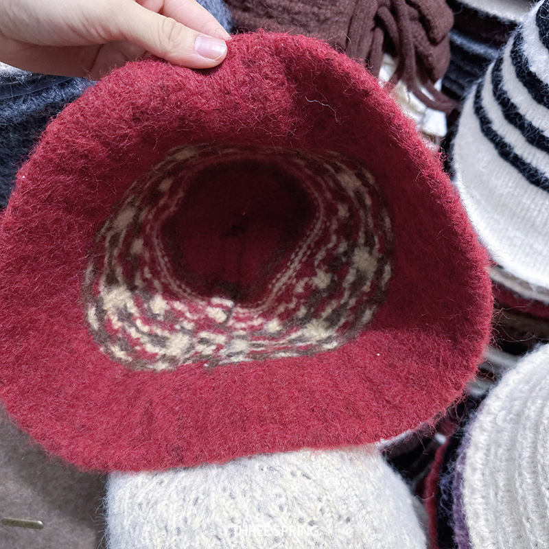 Cappello da pescatore in maglia stile Fair Isle autunno inverno 2025 per donna, caldo cappello da pescatore in peluche con protezione per le orecchie_voghion.com